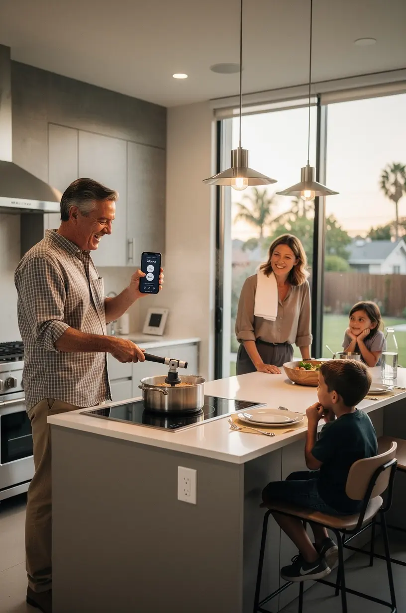 Close-up of a professional using a laptop with automation software interface displaying workflow charts and real-time data analysis.